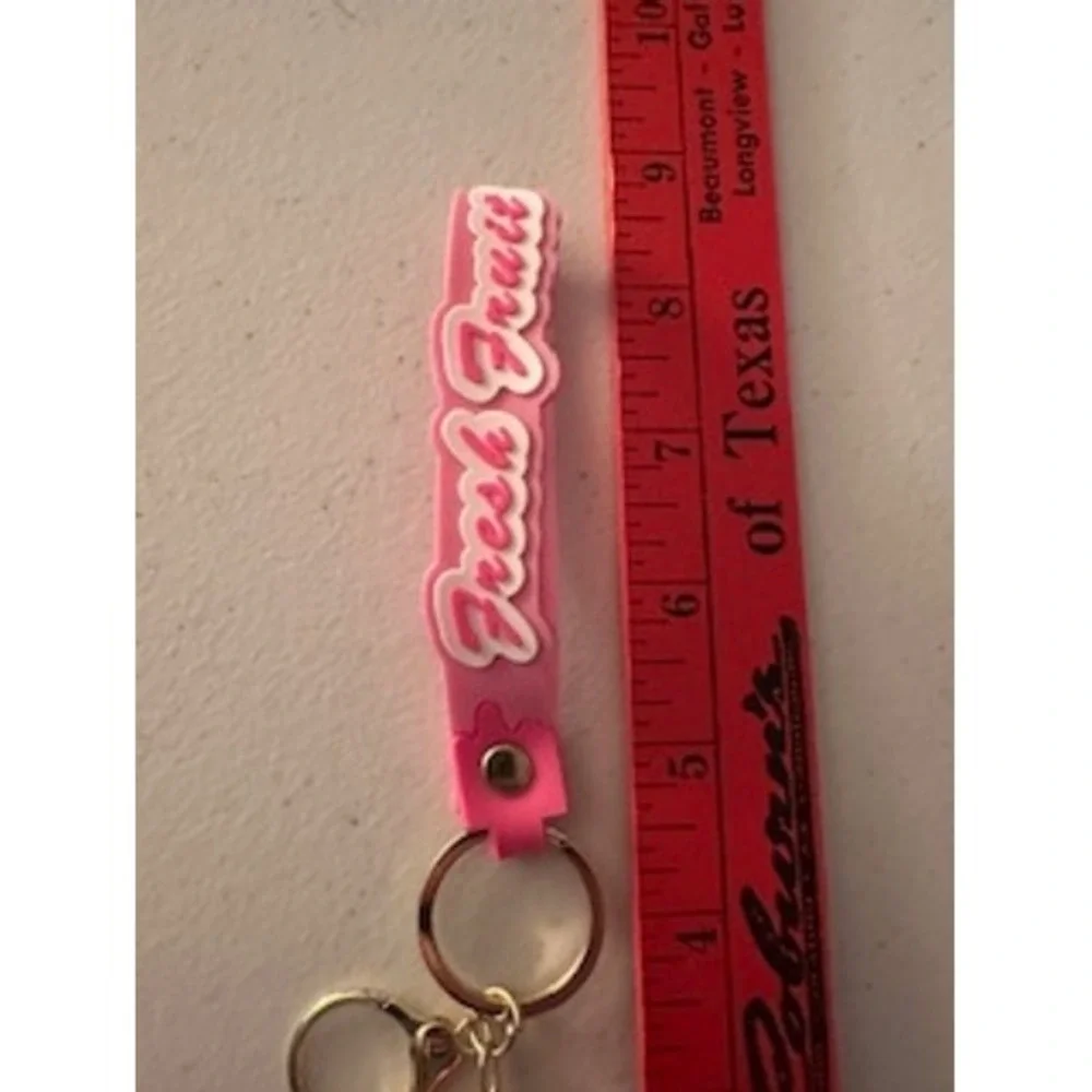 Crybaby Fresh Fruit Pink Wristlet Keychain 3D Figure Bag Charm Gold Tone Clasp